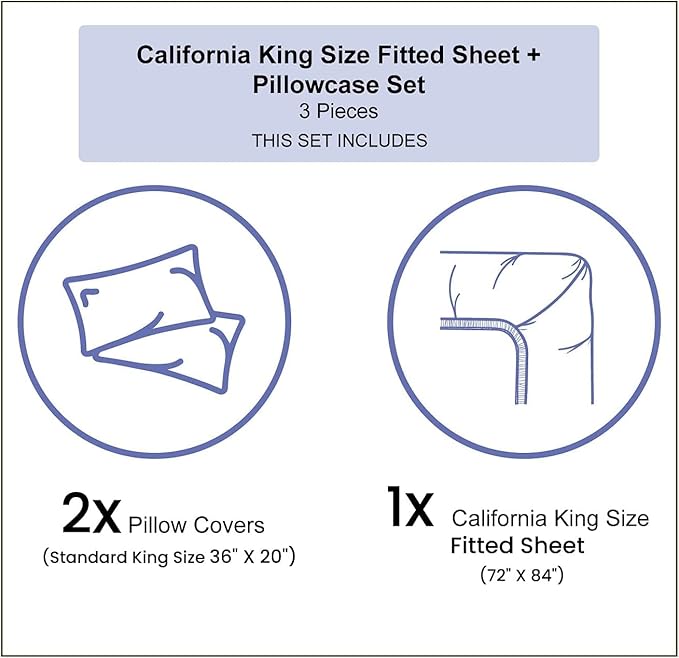 Decorative Bedding Sheet Set Cal-King Size, Koi Fish Deep Pockets Fitted Sheet & 2 Pillow Sham Set(No Flat Sheet), Rainy Day Breathing Koi Print Microfiber 3pc Bed Sheets Set, for Women & Men Bedding
