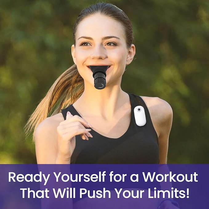 Respiratory Breathing Trainer | Boost Lungs Capacity | Exercise Device for Daily Fitness with Adjustable Resistance | Easy to Clean with High Grade Silicone - Black