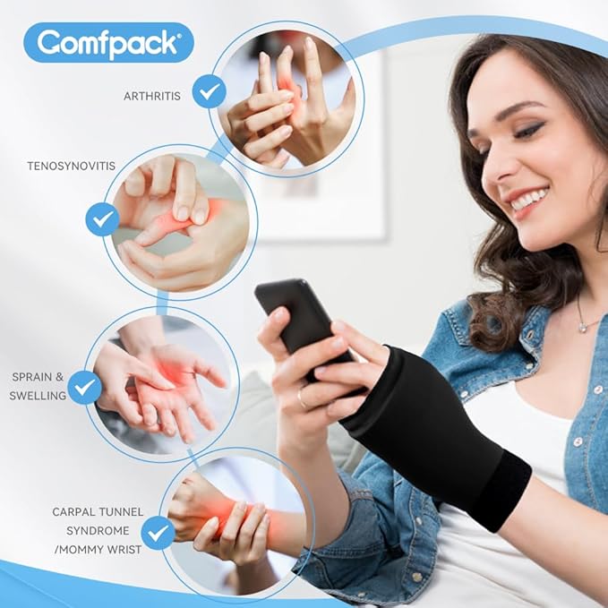 Comfpack Elbow Ice Pack Wrap Sleeve Pain Relief for Arthritis, Wrist Ice Pack Wrap for Carpal Tunnel, Tenosynovitis, Swelling, Surgery, Injuries, Swelling, Golfers Arm