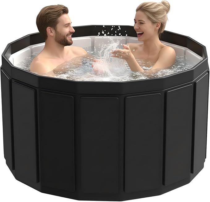Portable Bathtub for Adult, Foldable Soaking Bathtub for Hot SPA&Ice Bath, Foldable Small Bathtub collapsible bathtub for Bathing, 6-layer Insulated portable tub,Space-Saving (black 25.9X41.3 IN)
