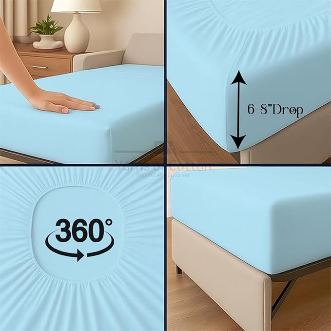 2 Pack Fitted Hospital Bed Sheets - Soft Microfiber Hospital Fitted Sheet - Hospital Bed Fitted Sheets (Light Blue, 36" x 84" x 12")