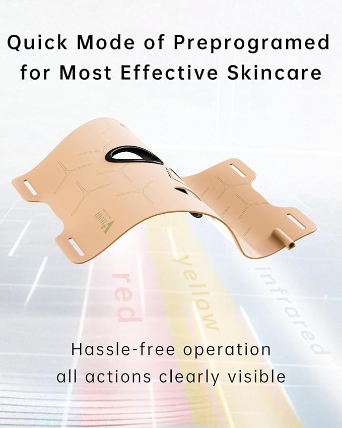 Infrared Red Light Therapy Mask: High Power Facial Skincare Device for Glowing Skin – Ultra-Thin 1.8mm 4.6oz, 830nm 633nm 590nm, Red Light Therapy for face Luxury Gift- Golden Windmill