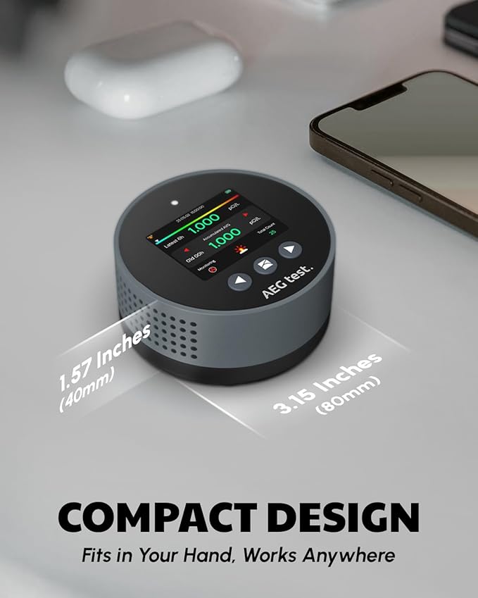 HOUND-1085 Radon Detector for Home, Basement & Nursery, Long-Term Continuous Radon Monitor for Family Lung Health, Rechargeable with 45-Day Battery Life, Audible/Visual Alarms, pCi/L or Bq/m³