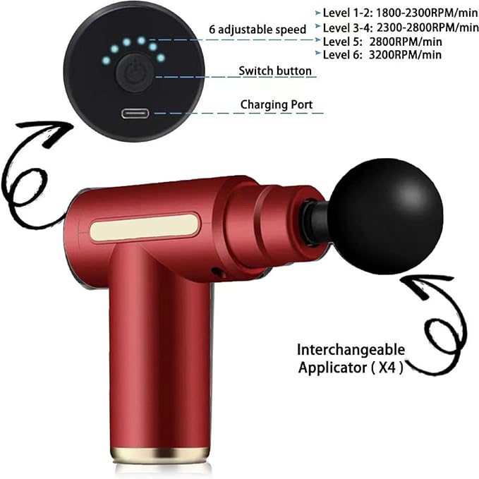 Massage Gun,Upgrade Deep Tissue Muscle Massager for Pain Relief,Percussion Massager with 4 Massage Heads & Silent Brushless Motor,Portable Handheld Massager Gifts for Women Men