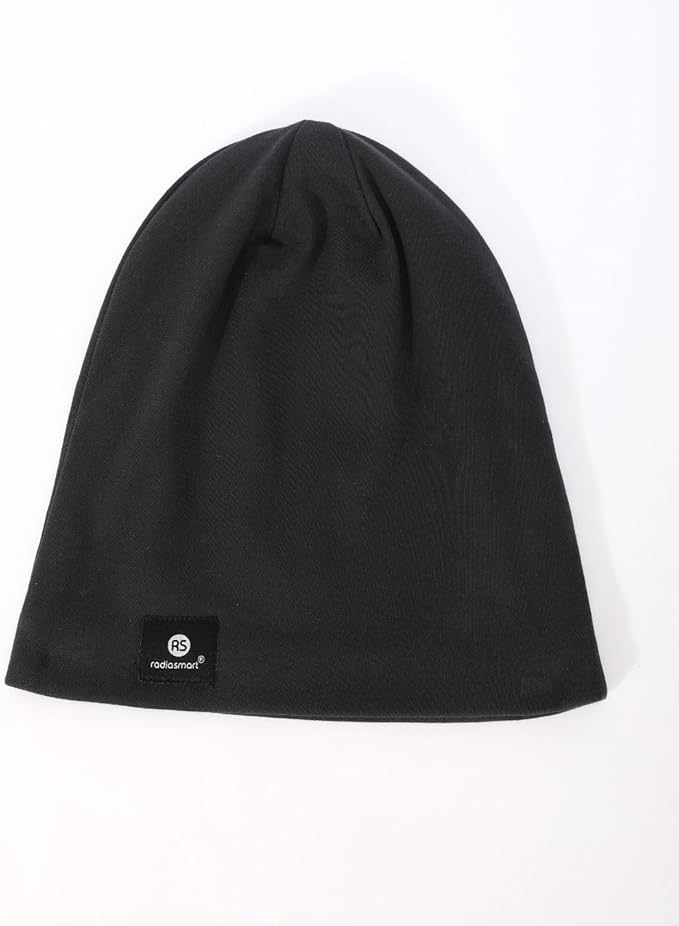Radia Smart® EMF Protection Ultimate 100% Organic Cotton Slouch Beanie, 5G Blocking, RF Shielding, EMF Protection, Brain Coat, Black