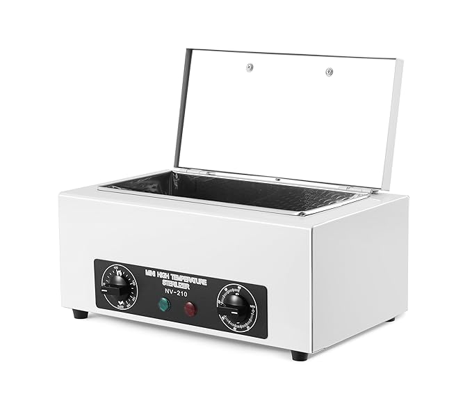 Professional Nail Tool Sterilizer Box, 2.2L Dry Heat Cleaning Cabinet with Temperature Control, Timer for Manicure Pedicure SPA Salon Barber Equipment (White)