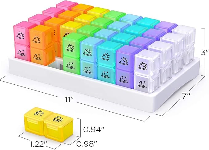 Monthly Pill Case 2 Times A Day, Daily Pill Box Organizer Large Capacity Pill Holder Morning and Night, Portable Bpa Free Food Grade Pill Holder for Vitamins, Supplements, Medication