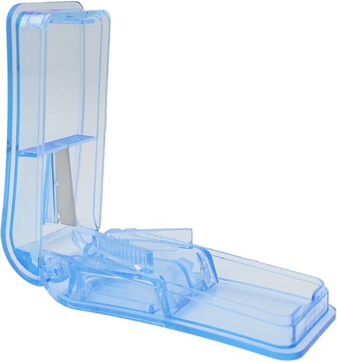 Pill Cutter, Splitter, Organizer for Pills/Supplement/Medication 2 Pcs (Blue)