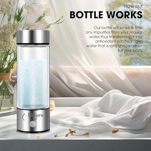 2025 Premium Hydrogen Water Bottle – Portable SPE PEM Molecular Hydrogen Generator | HydroHealth Hydrogen Water Bottle for Kidney Health, Alkaline Ionized H₂ Water | HydroVital Aqua Bottle