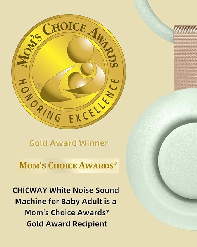 2026 Mom's Choice Awards, Portable Sound Machine for Baby Adult, AI Cry Detection, 18 Soothing Sound, Bluetooth Rechargeable White Noise Machine for Home Office Travel, Nursery Light, Green