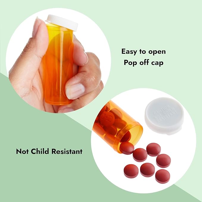 Juvale 6 Dram Empty Pill Bottles with Caps - Durable Plastic Vials - Easy-Open Caps for Travel Pill Bottles - Versatile Medicine Containers for Supplements - 50 Pack, 6 Dram, Orange