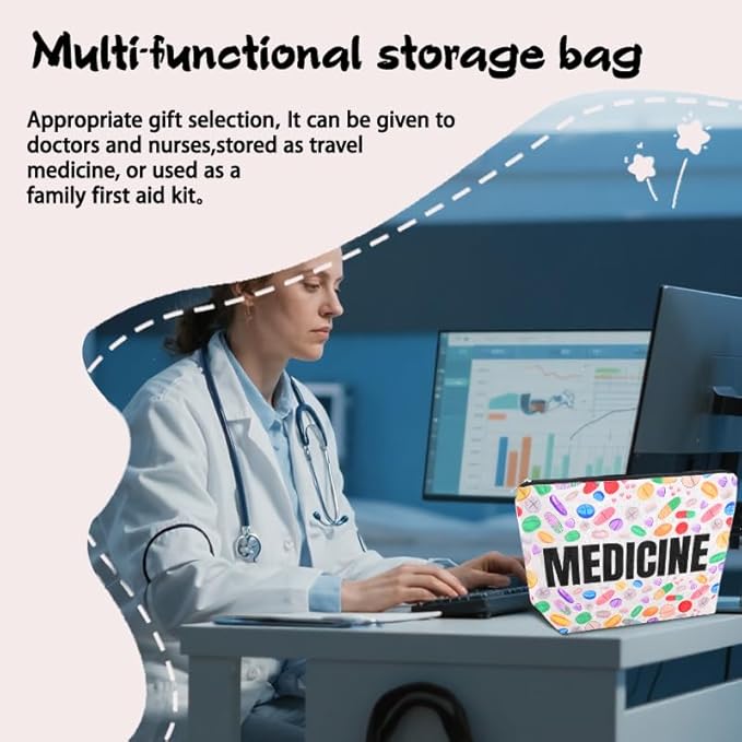 Travel Medicine Pouch Portable Small Pill Box Set First Aid Medication Organizer Bag Pharmacy Doctor Nurse Gift Bag for Hospital Patient Woman Men Pharmacist Accessories for Work Travel Medical Pouch