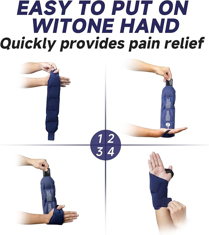 Wrist Ice Pack Wrap for Carpal Tunnel Relief, 2 Gel Packs, Gel Ice Packs for Injuries Reusable for Wrist Hand Pain, Hot Cold Compress Brace for Achilles Tendonitis, Tenosynovitis