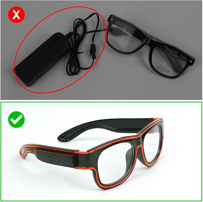 Ainiv Wireless Light Up Glasses 3 Modes LED Luminous Glasses Glow in the Dark for Parties, DJ, EDM, Halloween, Christmas