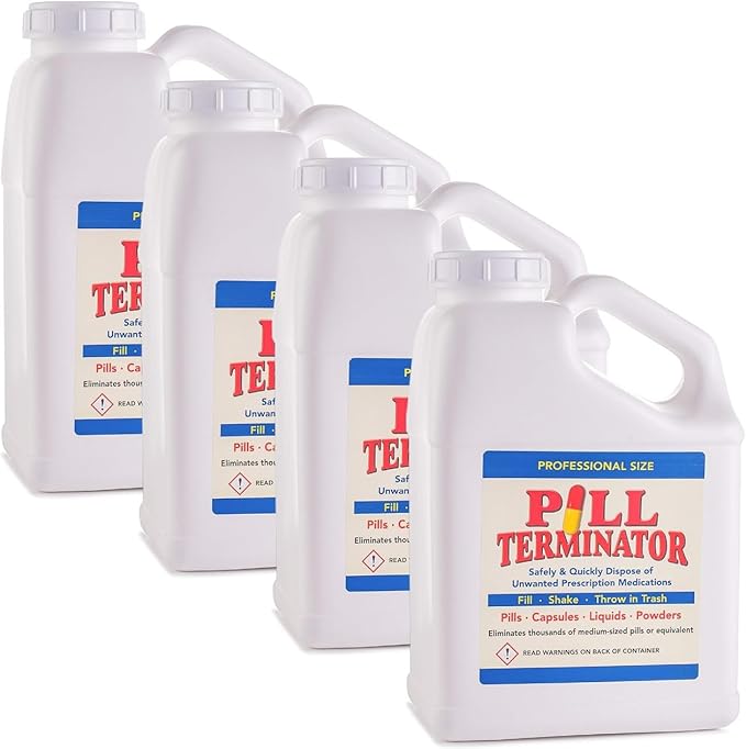 Best Safe Rx Pharmaceutical Med Destroyer & Disposal Container - Dispose Old RX Medication Drugs, Pill & Liquid Buster (4 Pack) Gallon