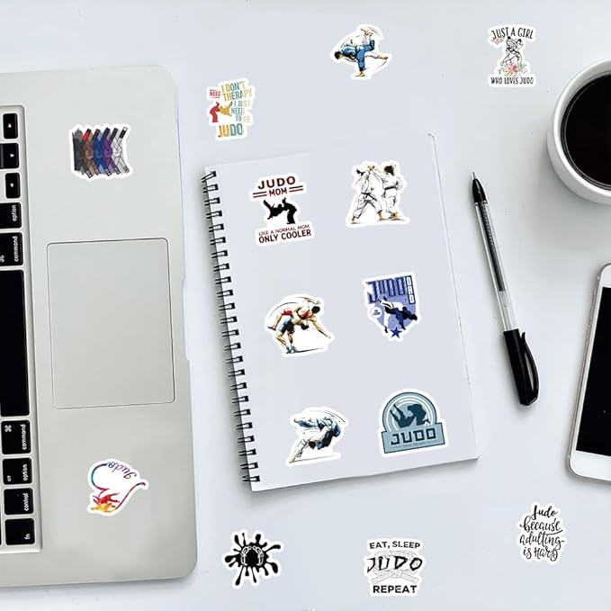 100pcs Judo Stickers,Waterproof Vinyl for Water Bottles Cups Laptops Tumblers Journaling Scrapbooking Bicycle Skateboard Luggage Decals (Judo)