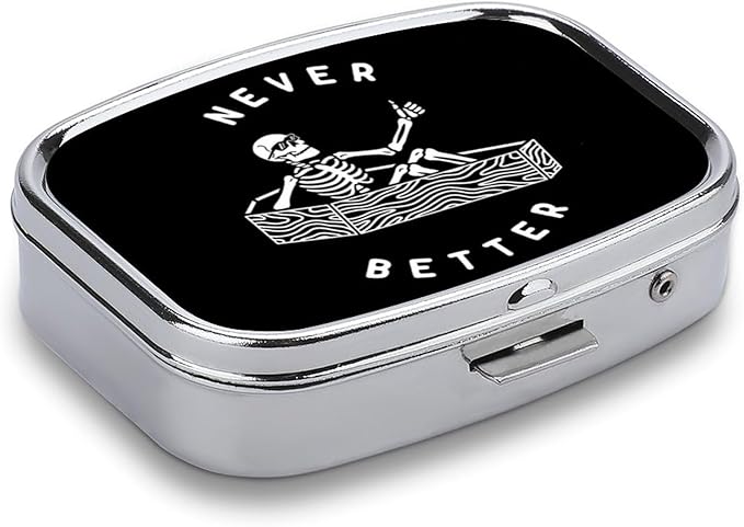 Metal 2 Compartment Pill Organizer Travel Friendly Portable Compact Pill Box Cute Pill Case,for Pocket Wallets Daily Portable Medicine Vitamin Tablet Storage (Better)