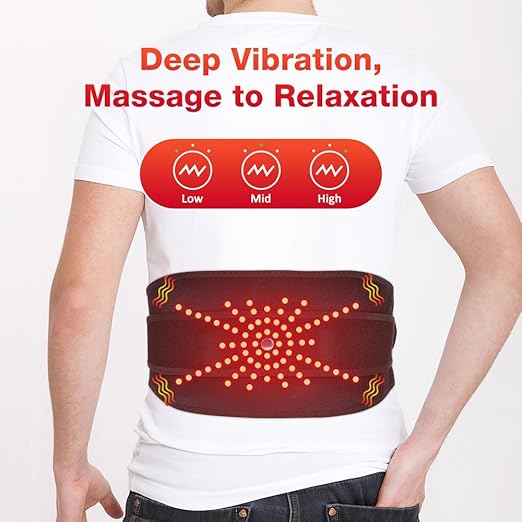 NORTHERN BROTHERS Cordless Heating Pad for Back Pain Relief with Vibration, Heated Waist Belt Wrap for Lower Back & Period Cramps, 5000mAh, 3 Heat & 3 Vibration Modes, Adjustable up to 58", Black