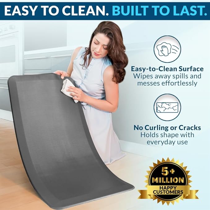 ComfiLife Anti Fatigue Floor Mat – 3/4 Inch Thick Kitchen Mats for Floor, Standing Desk Mat, Kitchen Rug – Comfort at Home, Office – Durable – Stain Resistant – Non-Slip Bottom (20" x 39", Charcoal)