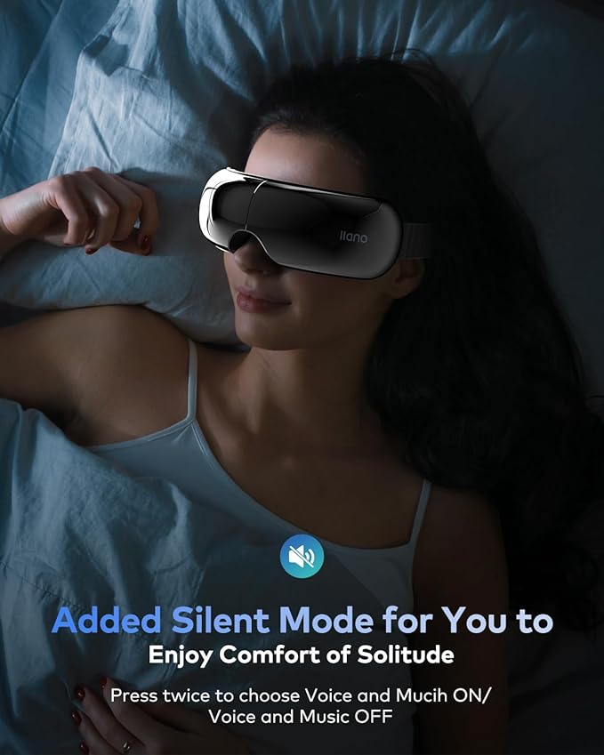 Eye Massager Mask with Heat, Visualization Eye Massager for Dark Circles, Puffiness, Migraines, Heated Eye Mask with Bluetooth Music for Relax Sleep, Gift for Women/Men/Mom/Dad/Grandma/Grandpa -Gray