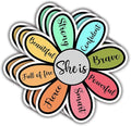 (3pcs) She is Brave Confident Powerful Smart Flower Sticker Inspirational Quotes Christian Jesus Bible Verse Vinyl Decal Gift Stickers for Tumbler Laptop Kindle Water Bottles Book Phone - Size 3x3