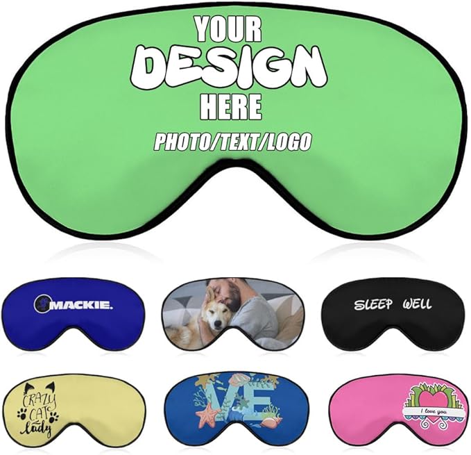 Customizable Sleep Masks Soft Blackout Comfortable Flexible Reusable, Custom Sleep Mask for Man Woman Kid, Custom Blindfold Long Flight Must-Haves, Dorm Room Essentials,#LightGreen