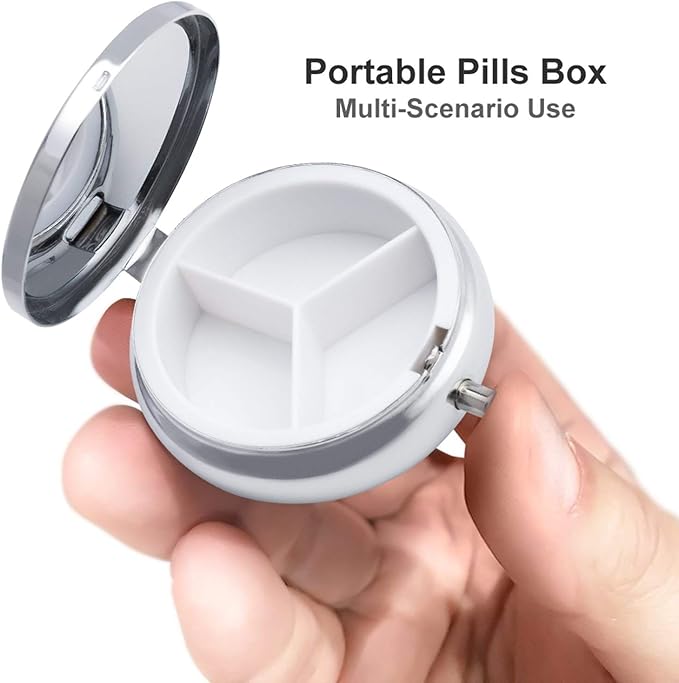 an Old Piano Pill Box 3 Compartment Small Pill Case Portable Pill Box for Pocket Or Purse Round Metal Pill Box Cute Medicine Organizer Holder to Hold Vitamins Medication