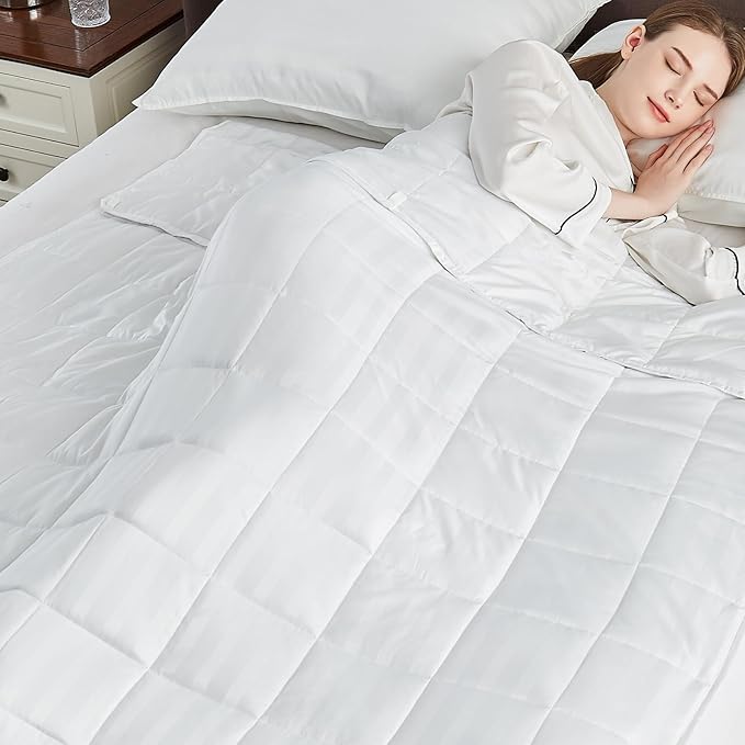 Weighted Blanket Queen/King Size (80"x87" 17lbs),Ultra Soft and Cozy Cooling Weighted Blanket for Adult,Heavy Blanket with Machine Washable Soft Blanket, White