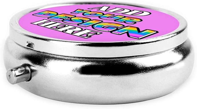 Pill Organizer, Medicine Pill Box Case Container Travel Pill Holder Vitamin for Purse Med Wallet Portable Mini Pastillero Round, Make Your Own Pill Organizer, Violet, Personalized Gifts