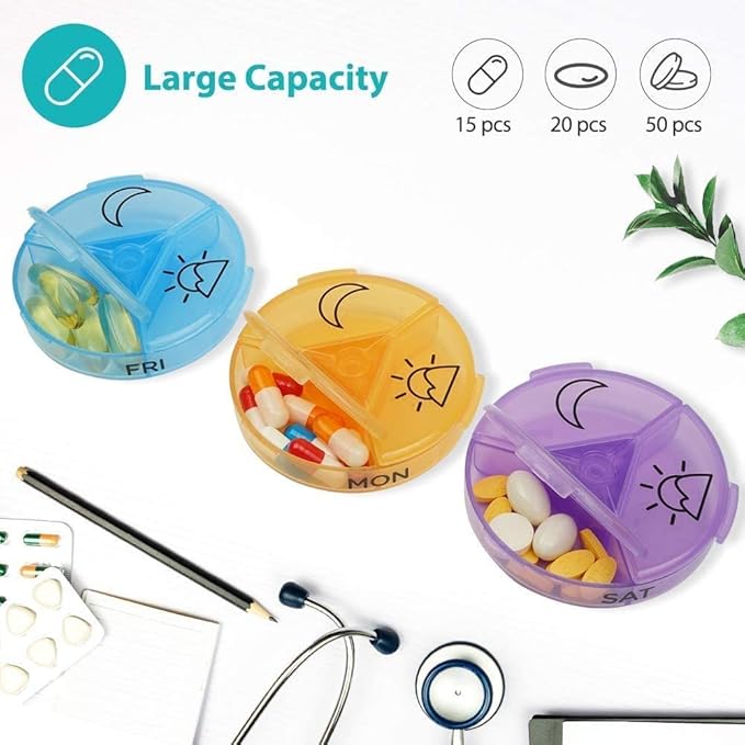 Weekly Pill Organizer 3 Times A Day, NURSAL 7+1 Pill Organizer BPA Free, 7 Day Large Compartment Pill Box with Extra Pill Case, Portable for Pills, Fish Oil and Supplements