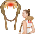 Neck Massager for Pain Relief Deep Tissue with Heat -Cordless Shiatsu 6D Kneading Massage for Neck,Shoulder,Christmas Gifts for Women/Men/Mom/Dad（PU-Yellow Brown）