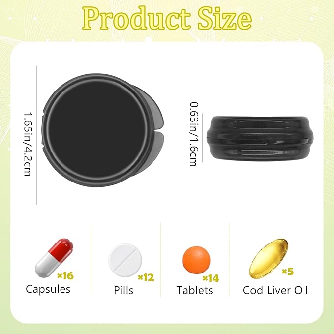 7Pcs Small Pill Box,Daily Pill Organizer Portable Travel Pill Box for Purse Pocket Mini Medicine Storage Container for Storing Fish Oil,Pills,and Vitamin Tablets(7 Colors)