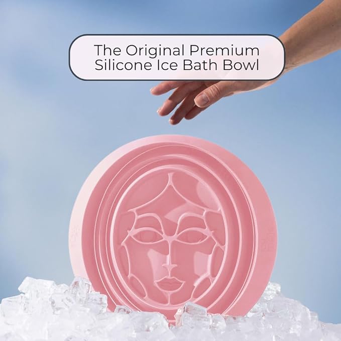 Facial Cold Plunge™ | Collapsible Silicone Ice Facial Bowl with Built-In Ice Tray | Portable Face Ice Bath for Skin Tightening, Puffiness, Acne Relief & Glow (Soft Pink) (Soft Pink)