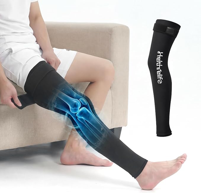 Entire Leg Ice Pack Wrap with Strap and Cutting-Edge Cooling Gel for Cold Therapy, Full Leg Ice Pack for Muscle Soreness & Pain from Foot, Calf to Thigh After Post-Surgery