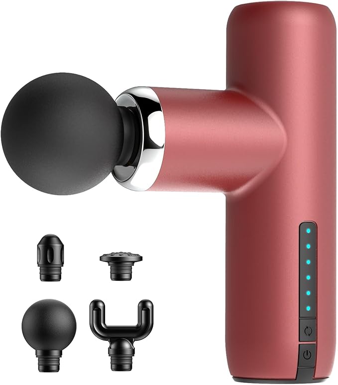 Mini Massage Gun Pocket-Sized Massage Gun Deep Tissue Quiet, Portable Percussion Muscle Travel Massager Gun,Back/Neck Massager for Pain Relief Deep Tissue (Red)
