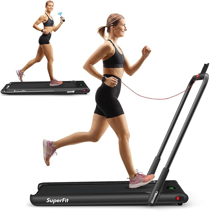 GYMAX Walking Pad, Foldable Under Desk Treadmill with LED Monitor, Remote Control, Smart App Control, Folding Portable Desk Treadmill for Office Standing Desk, Home Office Treadmill