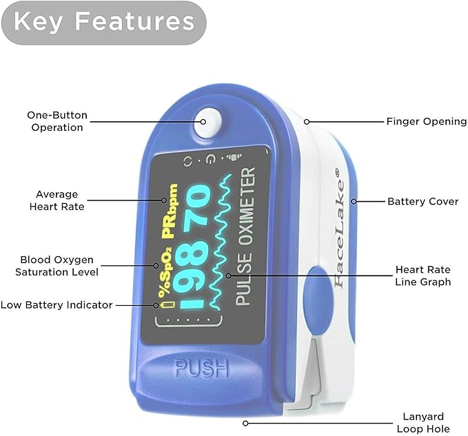 CMS-50D Pulse Oximeter,CMS50DA,Lanyard, Carrying Case Included