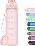 32oz Water Bottle with Time Marker, Motivational Drinking Bottle with Strap, BPA-Free Leak-Proof, Encouraging Water Bottle Time to Drink Water for Gym School Office Travel