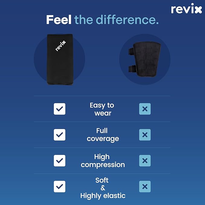 REVIX XL Shin Splints Ice Sleeve, Calf Ice Packs for Injuries Reusable, Knee, Arm & Elbow, Lower Leg Compression Sleeve Cold Pack Relieves Bone Damage and Running Recovery, 360° Coverage