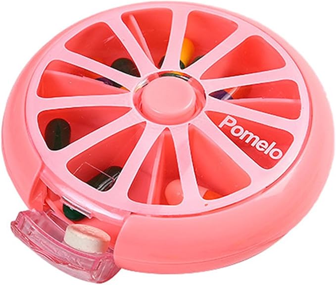 Weekly Round Pill Box - Round Weekly Pill Storage Box, Weekly Pill Organizer, Fruit-Shaped Design Storage Supplies for, Candy, Pills, and Other Items