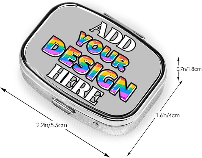 Custom Pill Case, Medicine Pill Box Organizer Container Travel Pill Holder Vitamin for Purse Med Wallet Portable Mini Pastillero Square, Silver, Personalized Gifts