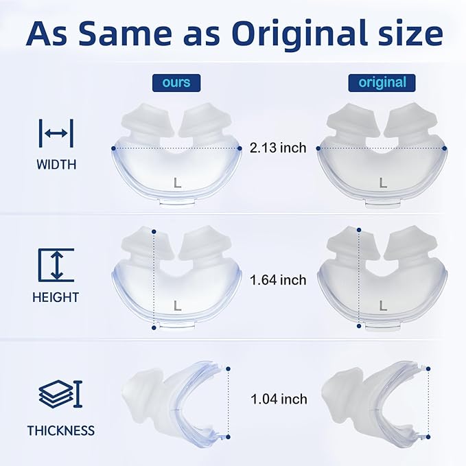 Replacement Nasal Pillow Cushion for ResMed AirFit P10, FSA/HSA Eligible, Compatible with Original Airfit P10 Frame, Reliable Seal & Soft Replacement Silicone CPAP Mask Cushion, 2-Pack, Large