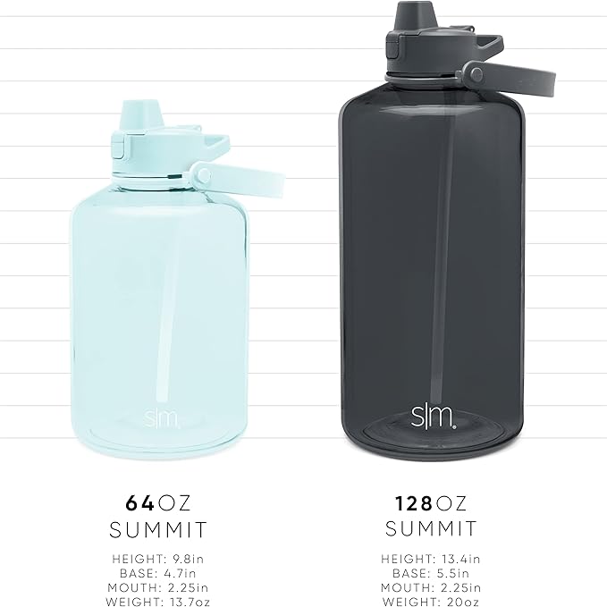 Simple Modern Half Gallon 64 oz Water Bottle with Push Button Silicone Straw Lid & Motivational Measurement Marker | Large Reusable Tritan Plastic Water Jug | Summit Collection | Sorbet