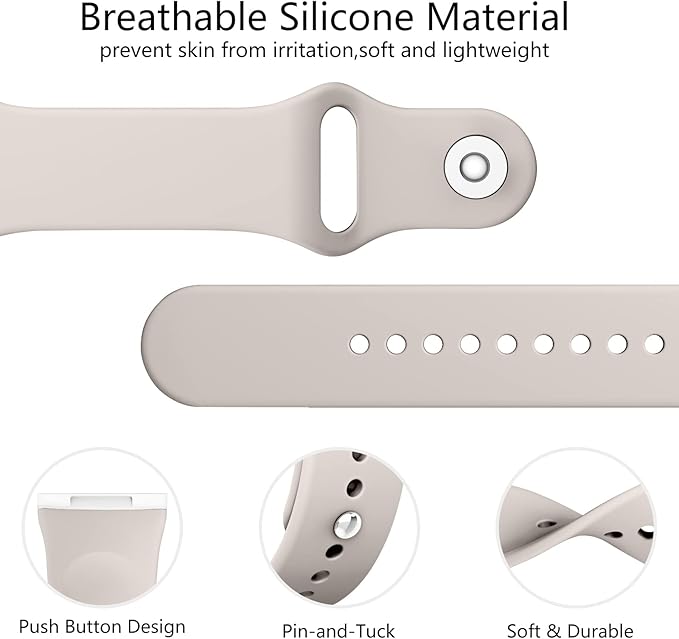 AK Silicone Bands Compatible With Fitbit Versa 4, Sense 2 for Women Men - Soft Replacement Straps for Versa 3, Sense Smart Watch (Starlight)