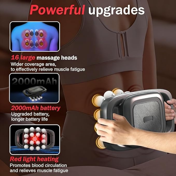 16-Head Massage Gun Set, Deep Tissue Percussion Massager with 3 Modes & 30 Intensities,Quiet Muscle Massage Gun for Back,Shoulders, Legs, Foot, Body Muscle Pain Relief