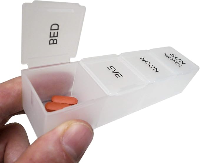 ProMed Weekly 4 Times Daily 7 Day Pill Organizer for Medication, Vitamins & Supplements | Ergonomic Pill Case with Removable Clear Compartments | BPA-Free & Medical-Grade Plastic