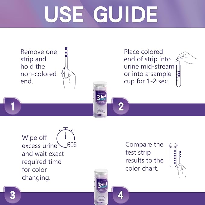 UTI Test Strips - 3-in-1 Advanced Urinary Tract Infection Home for Women Men Kids Detection with Accurate Leukocytes, Nitrite, and PH Readings, Simple at-Home Urine Test Strips, 50ct