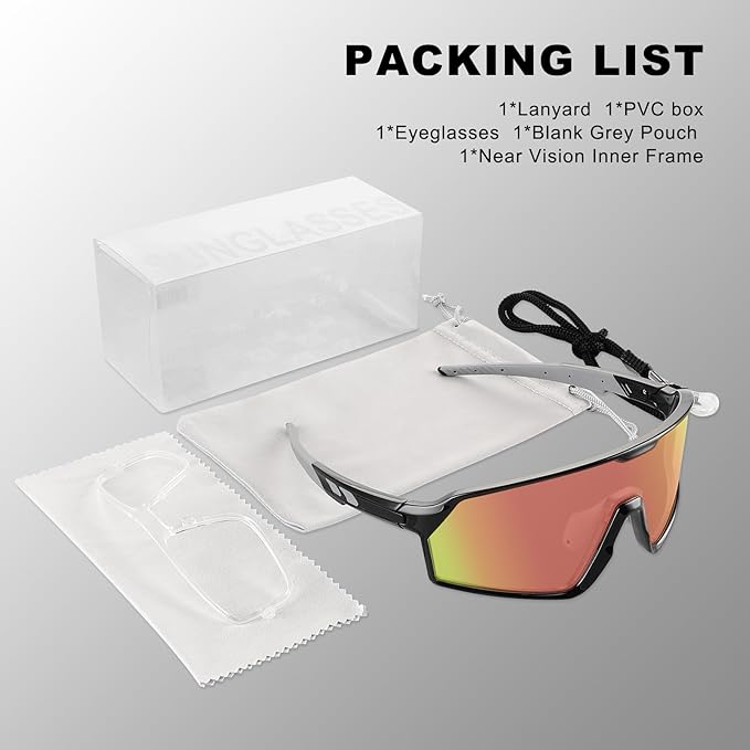 BangLong Photochromic Cycling glasses for Men Women, Clear Running MTB Sunglasses UV Protection