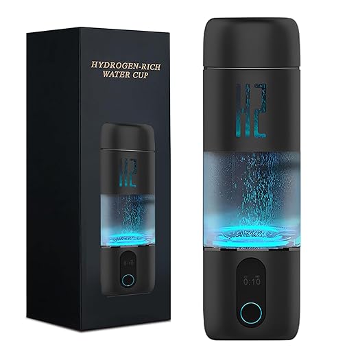Hydrogen Water Bottle Generator with SPE PEM Technology, 5000ppb Portable Hydrogenated Water Ionizer Machine Improve Water in 5 Minutes, for Home, Office, Travel, Exercise