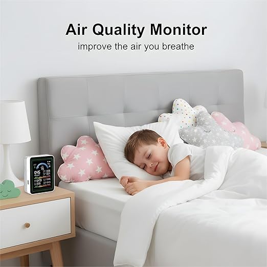 Air Quality Monitor Indoor, 10 in 1 Portable Smartair Quality Tester for CO2 | CO | TVOC | HCHO | Temp | AQI | PM0.3-1 Detection Hum for Home Cars Plants, Pets, Car, Hotel